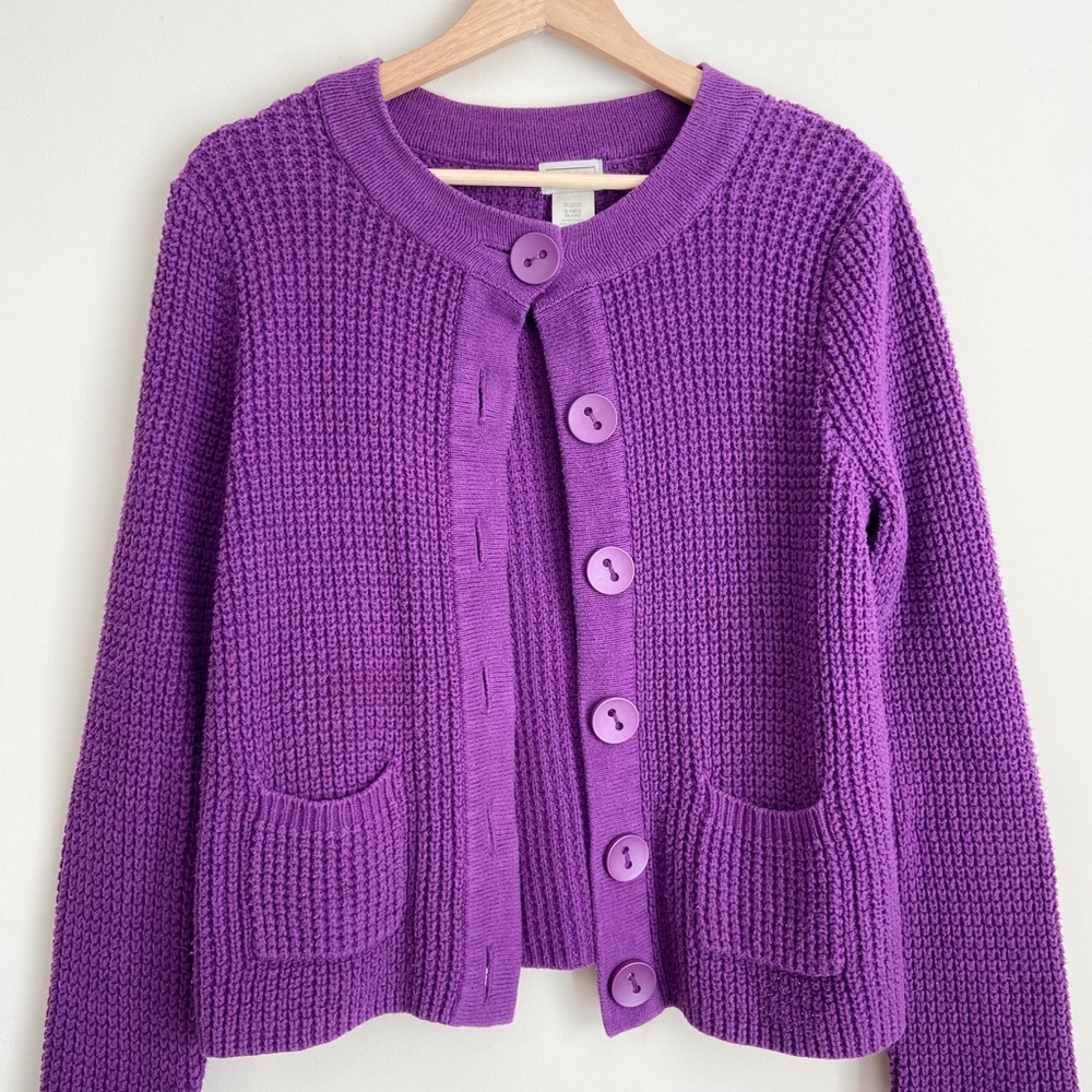 L.L. Bean Purple Women's Cardigan Sweater - Picture 8 of 8